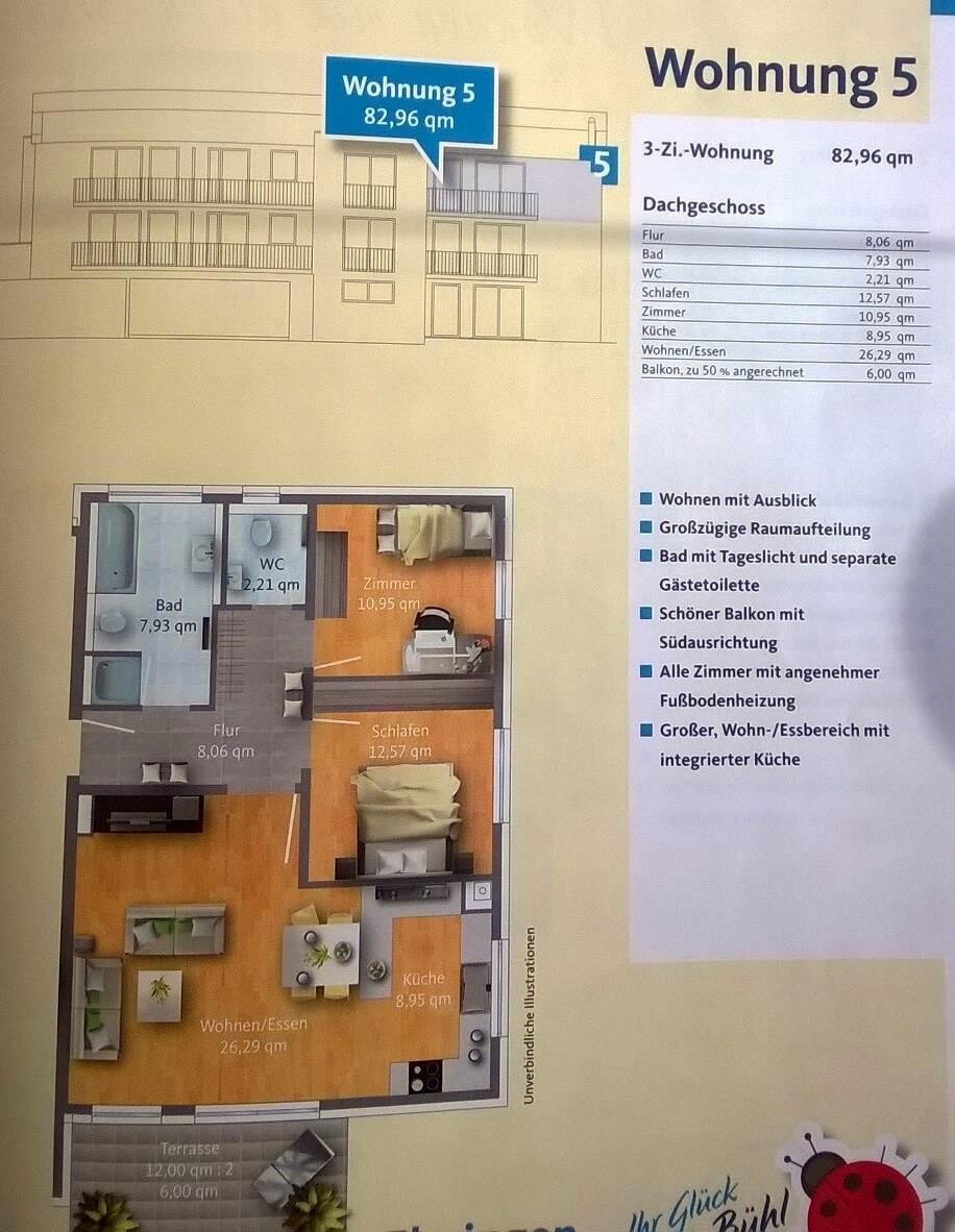 2D floor plan of apartment 5 with living room, bedroom, kitchen, and bathroom