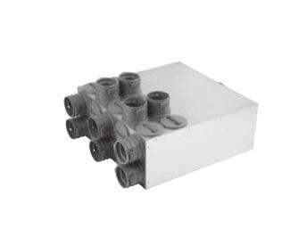 White rectangular duct distributor with multiple connections