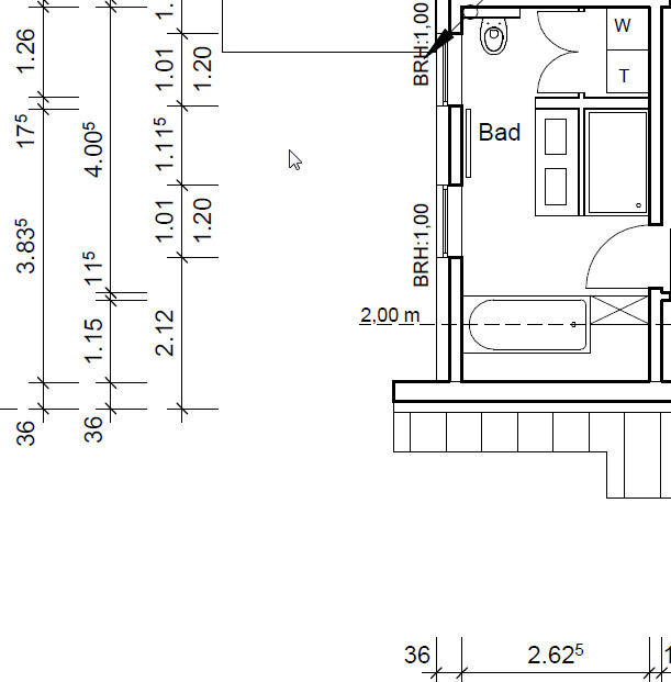2D bathroom floor plan with bathtub, toilet, and sink