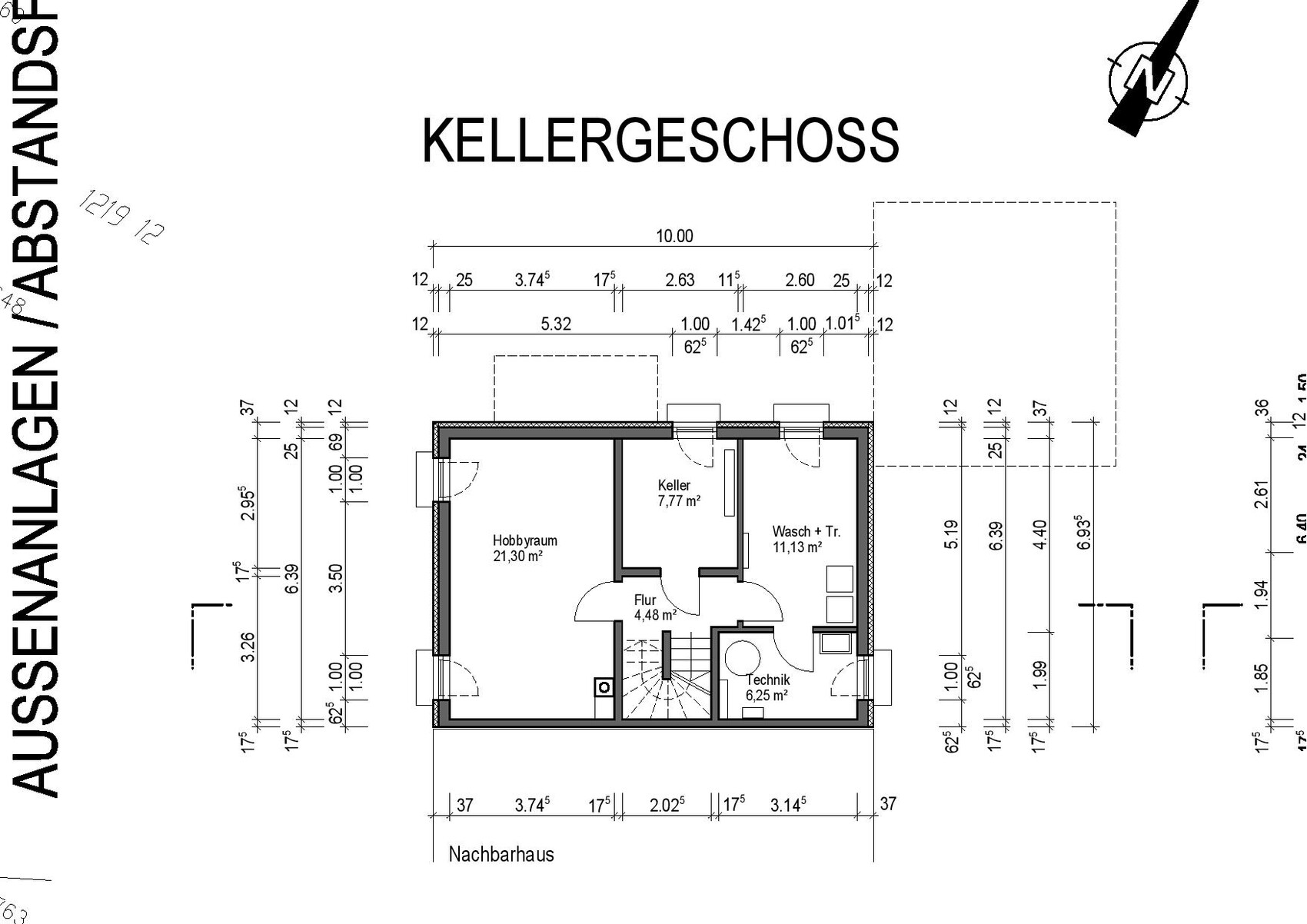 Floor plan basement with hobby room, cellar, laundry room, hallway, technical room.