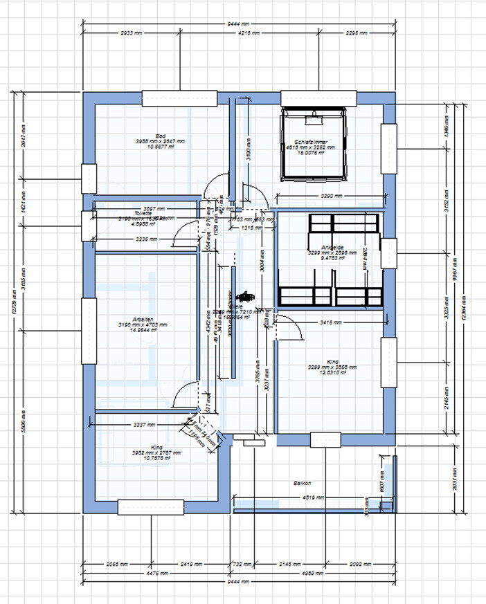 Detailed floor plan of a house with room layout and dimensions