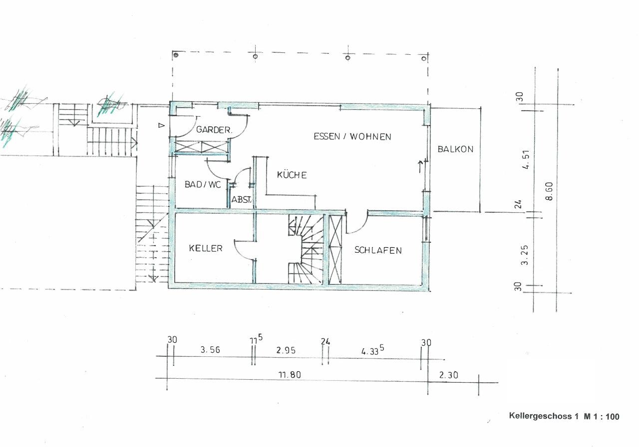 Basement floor plan with dining/living, kitchen, sleeping, bathroom/toilet, and cellar room
