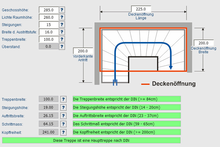 Architectural floor plan with staircase construction and dimensions