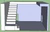 3D house floor plan with staircase on the left and clear room layout