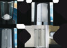 Several windows with white frames and curtains in different views
