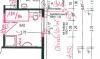2D floor plan of a house with bathroom area and several rooms