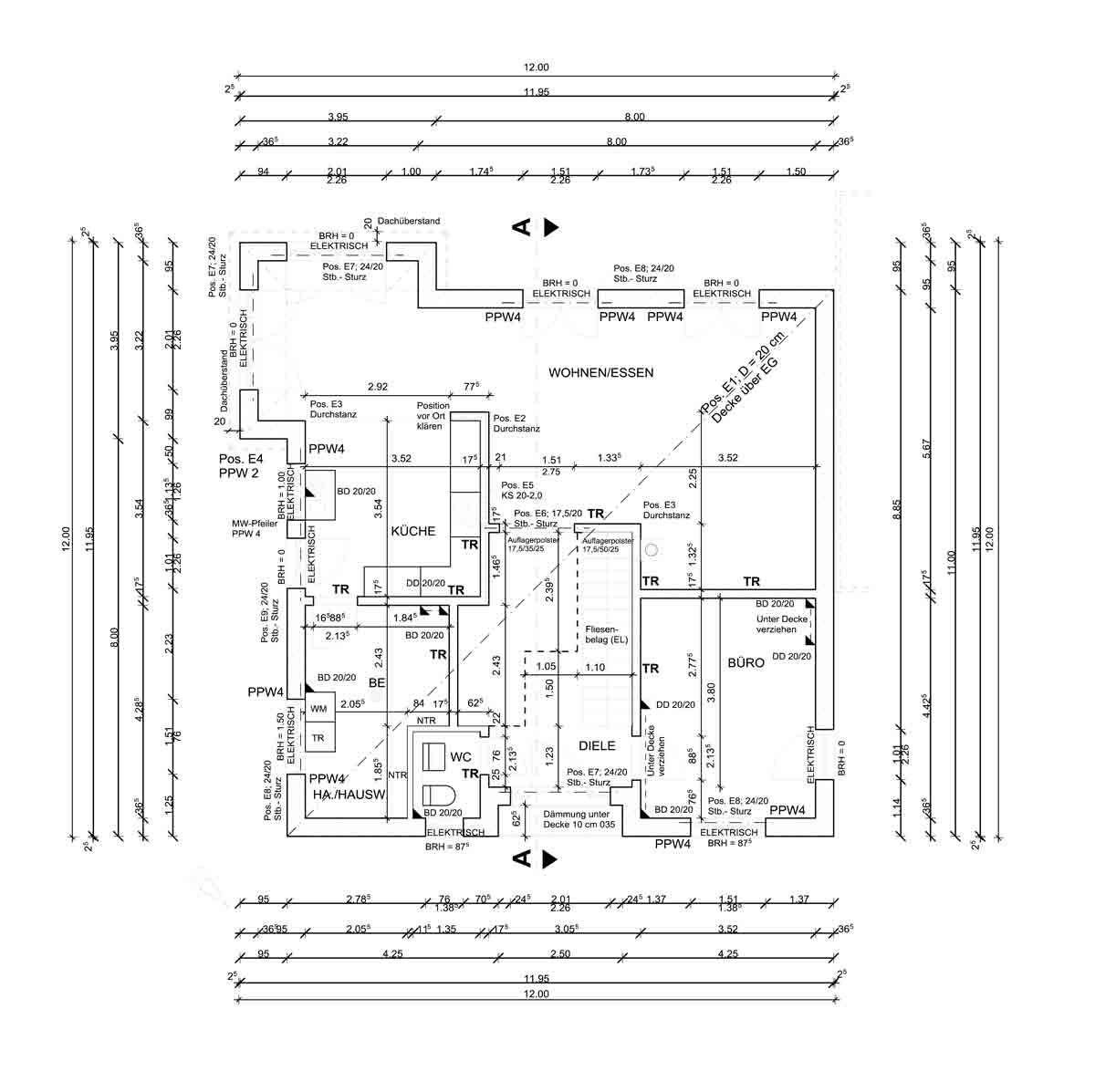 2D floor plan of a house with living, dining, and kitchen areas