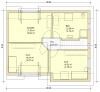 Floor plan of a house with internal layout: living room, kitchen, and hallway.