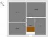 2D floor plan of a house with several rooms and an orange highlighted area