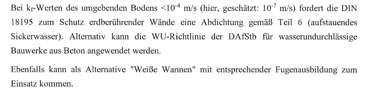 Document with technical sealing instructions for earth-contact concrete walls