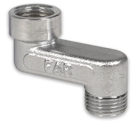 Metal 90-degree angled pipe connector with female and male threads