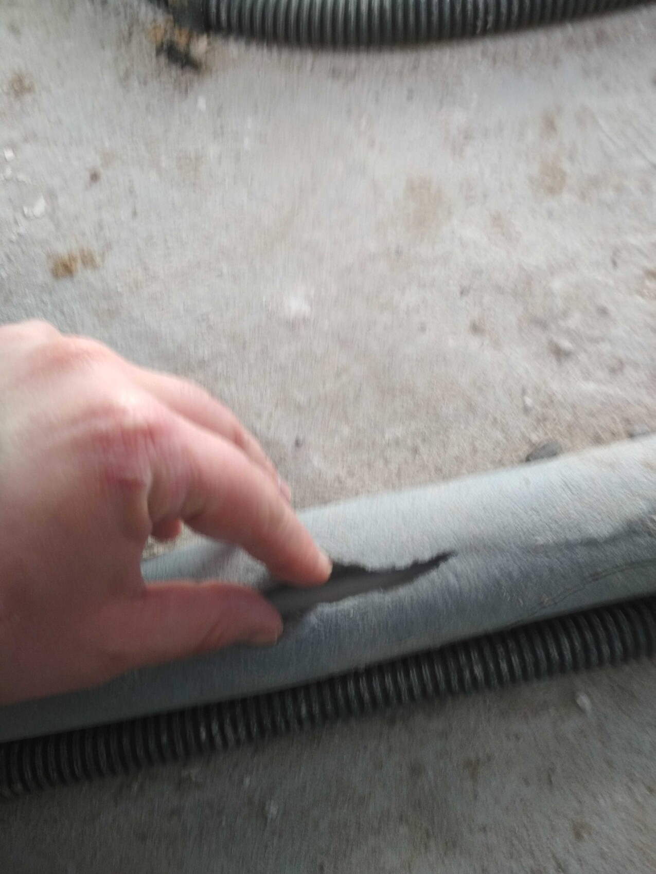 Close-up of a hand touching a brush weatherstripping