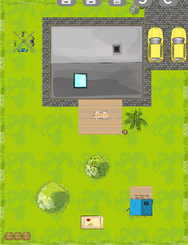 Vogelperspektive eines Hauses mit Terrasse, Pool, Garten und ParkplÀtzen