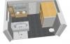 Isometrischer 3D-Badgrundriss mit Toilette und Waschbecken