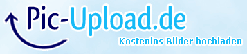 Banner von Pic-Upload.de mit blauem Himmel und Text Kostenlos Bilder hochladen