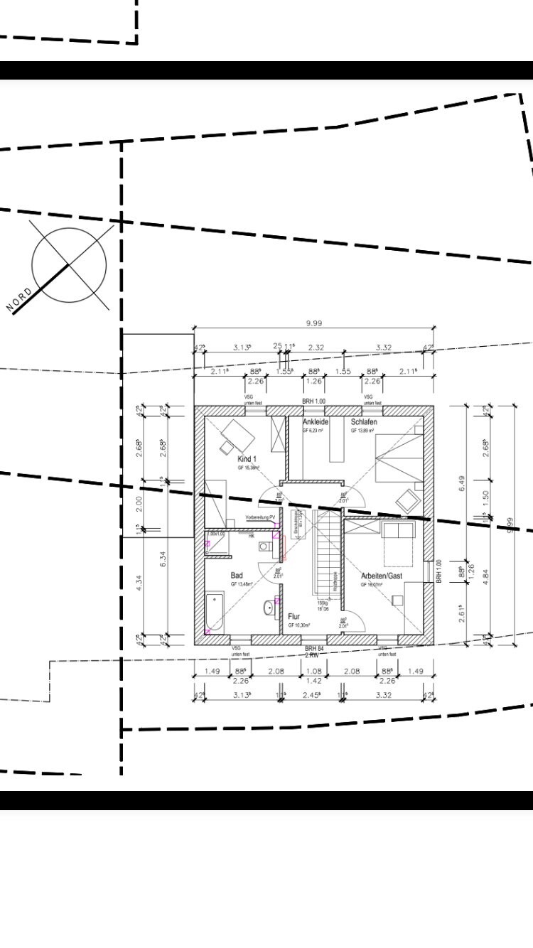 Floor plan of a house with bathroom, corridor, bedroom and walk-in closet