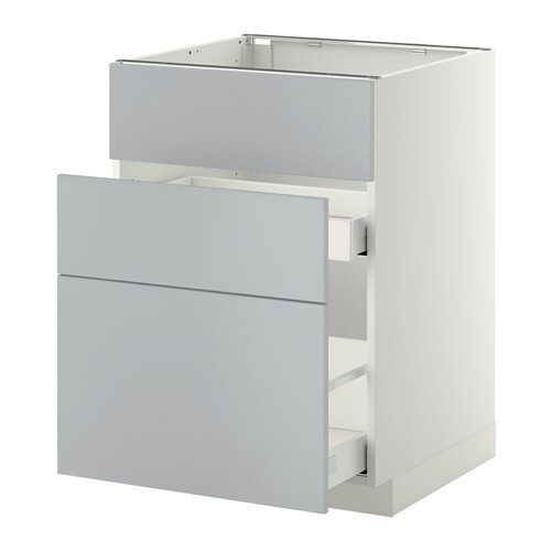Modern white or light gray kitchen/bathroom base cabinet with two front doors and one top drawer