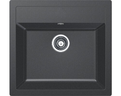 Black square sink with round drain