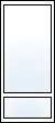 Divided window in portrait format, large upper panel and small lower panel, light frame