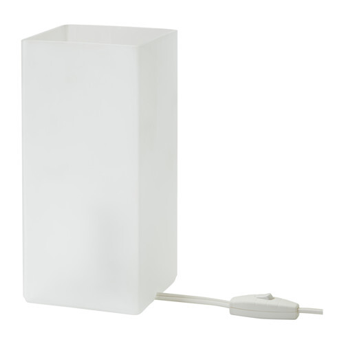 White rectangular lamp with cable and on/off switch.