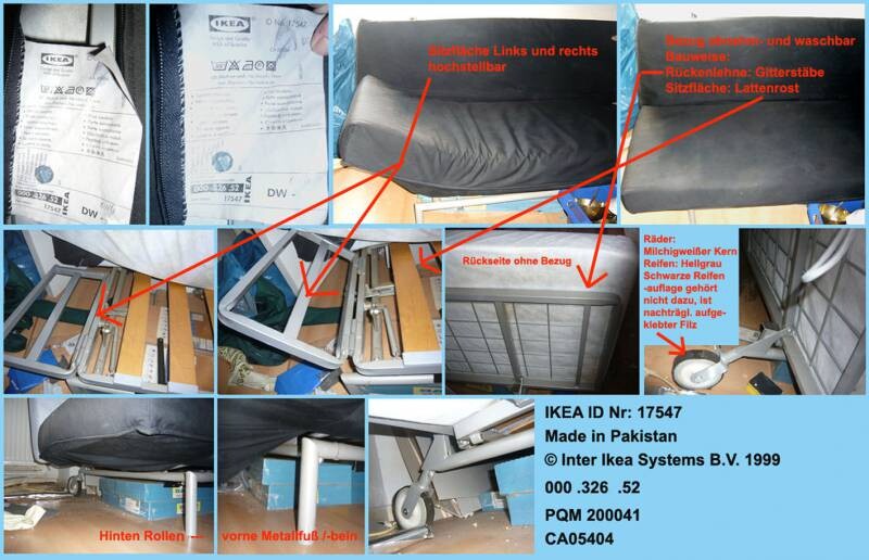 Collage of IKEA furniture parts, wheels, cover, and assembly accessories