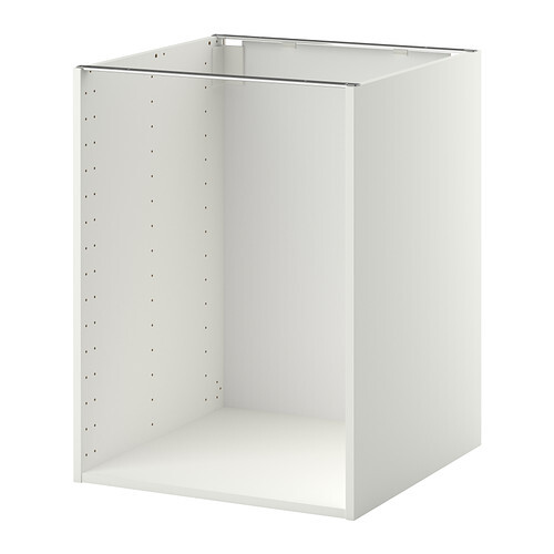 White open cabinet box with perforated side panel, no doors present.