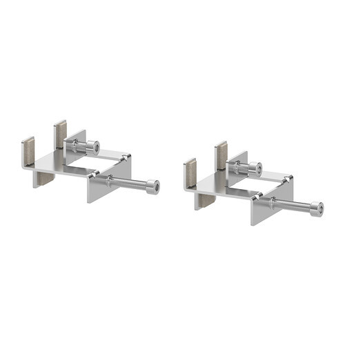 Two identical metal screw clamps with long threaded rods, arranged side by side.