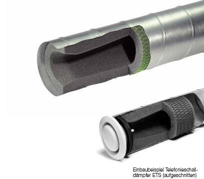 Cut-open insulation pipe with ETS attenuator components and seal