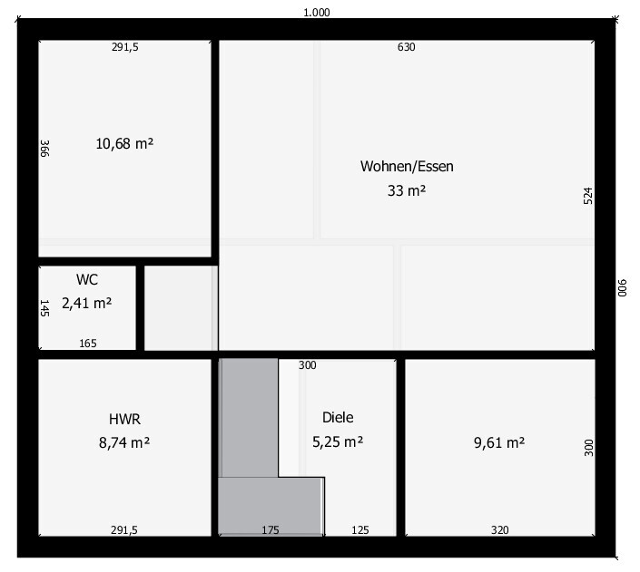 Floor plan: living/dining 33 m² (355 sq ft), hallway 5.25 m² (56 sq ft), utility room 8.74 m² (94 sq ft), WC 2.41 m² (26 sq ft), other rooms.