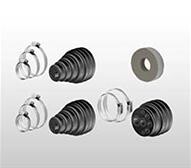 Small metal rings, rubber seals, and fastening screws for building services