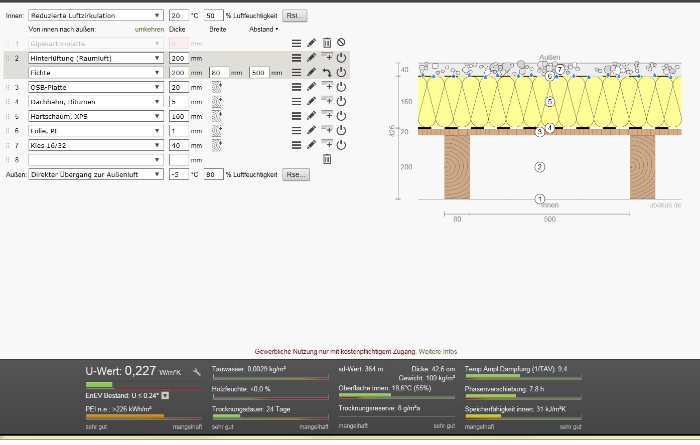 Cross-section of a wall with insulation, OSB board and timber frame in construction plan