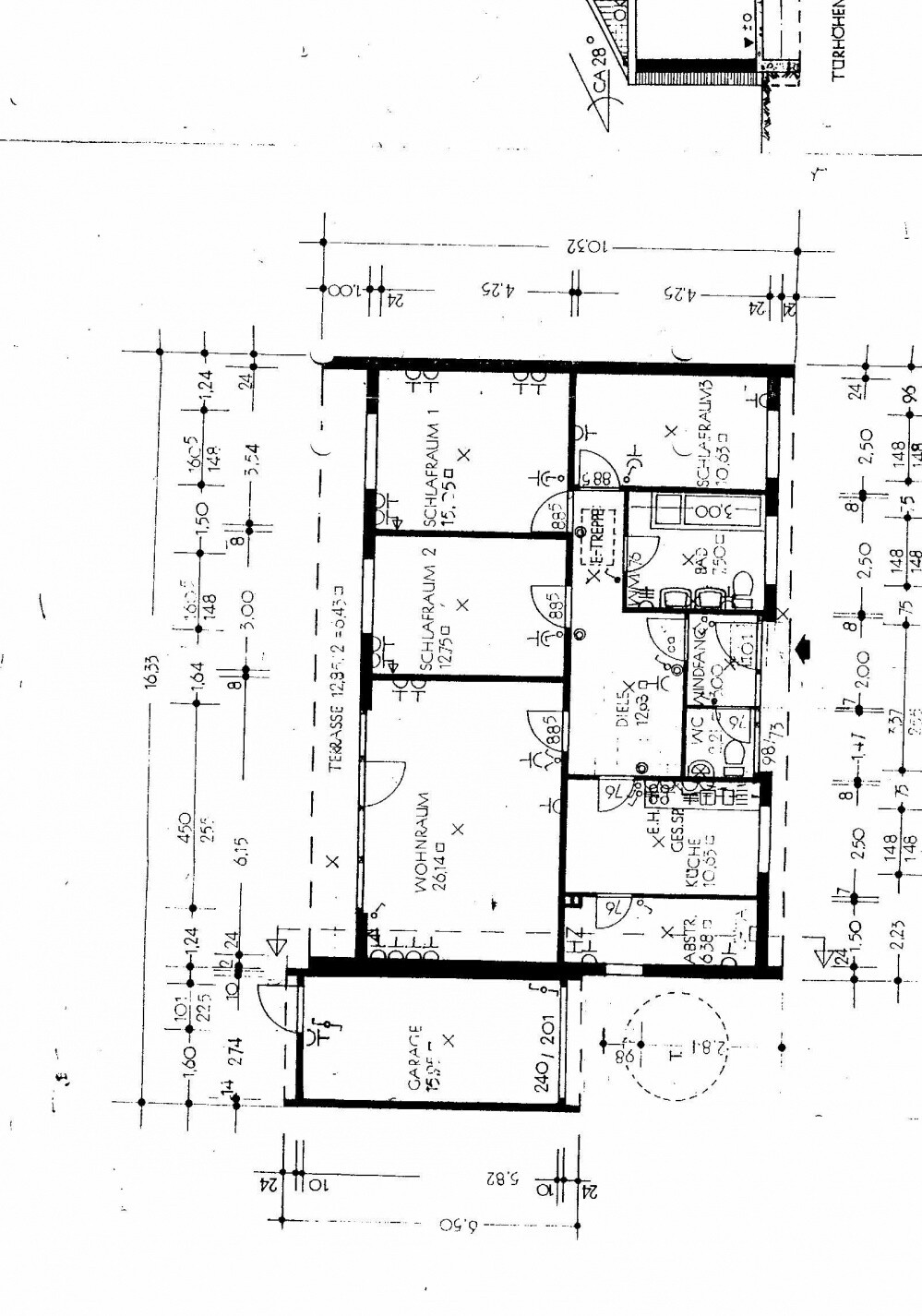 Detailed floor plan of a single-family house with living room, bedroom, and bathroom