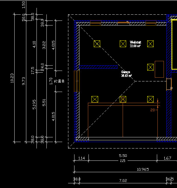 2D floor plan with dimensions and room layout of an interior space