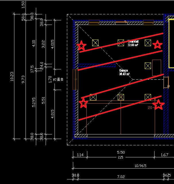 2D floor plan of an interior with dimensions, walls and doors