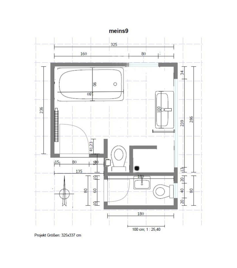 Bathroom floor plan with bathtub, toilet, and sink