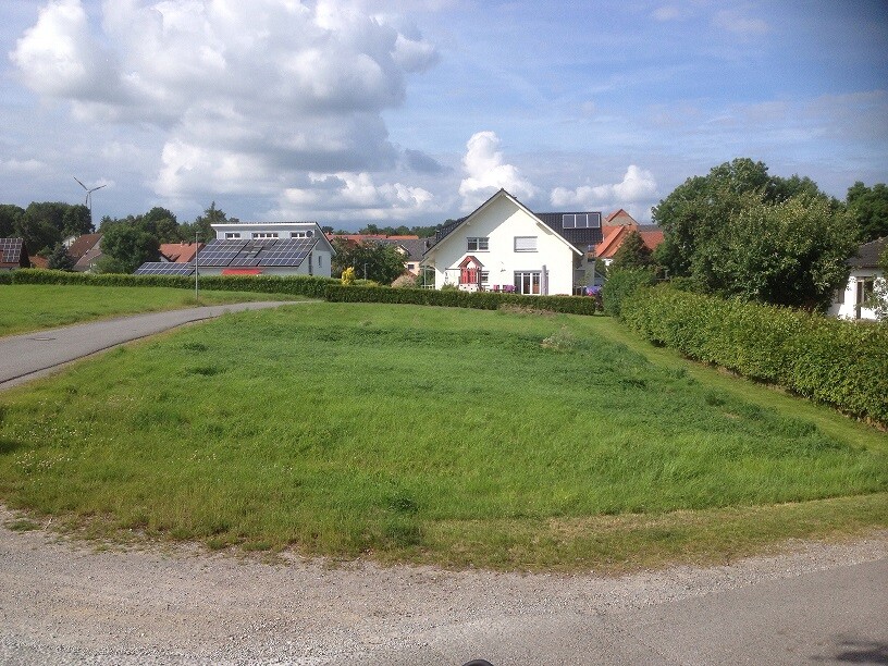 White detached house facade with green lawn and quiet residential neighborhood.