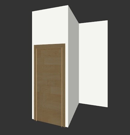 3D-Darstellung einer modernen Innentür in weißer Wand