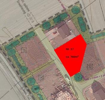 Site plan of plot marked in red as plot no. 17 with garden