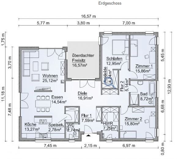 Ground floor plan: living room, kitchen, dining area, corridors, bedroom, bathroom, utility room, covered patio.