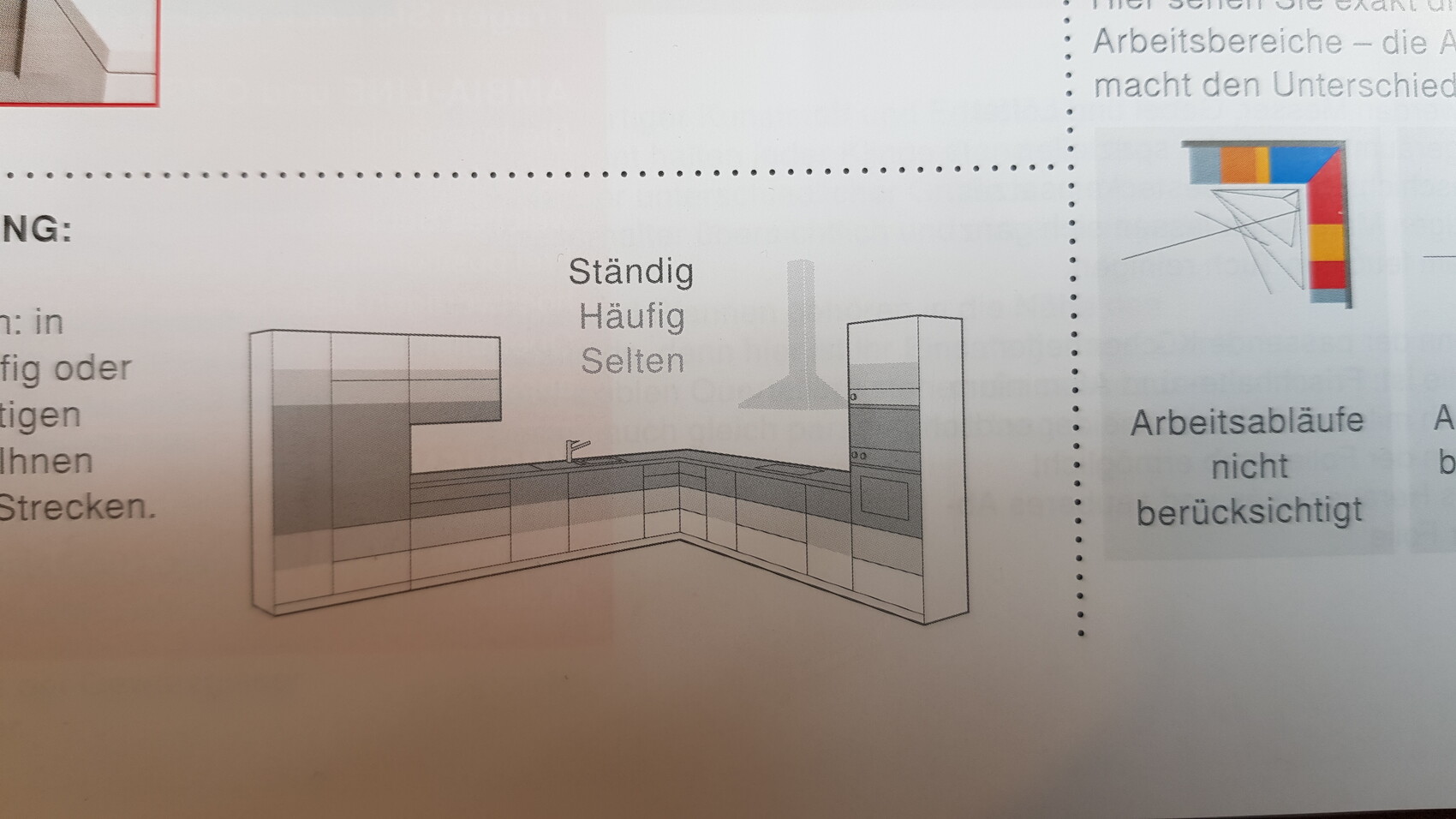 Isometric L-shaped kitchen with sink, base cabinets, and extractor hood.
