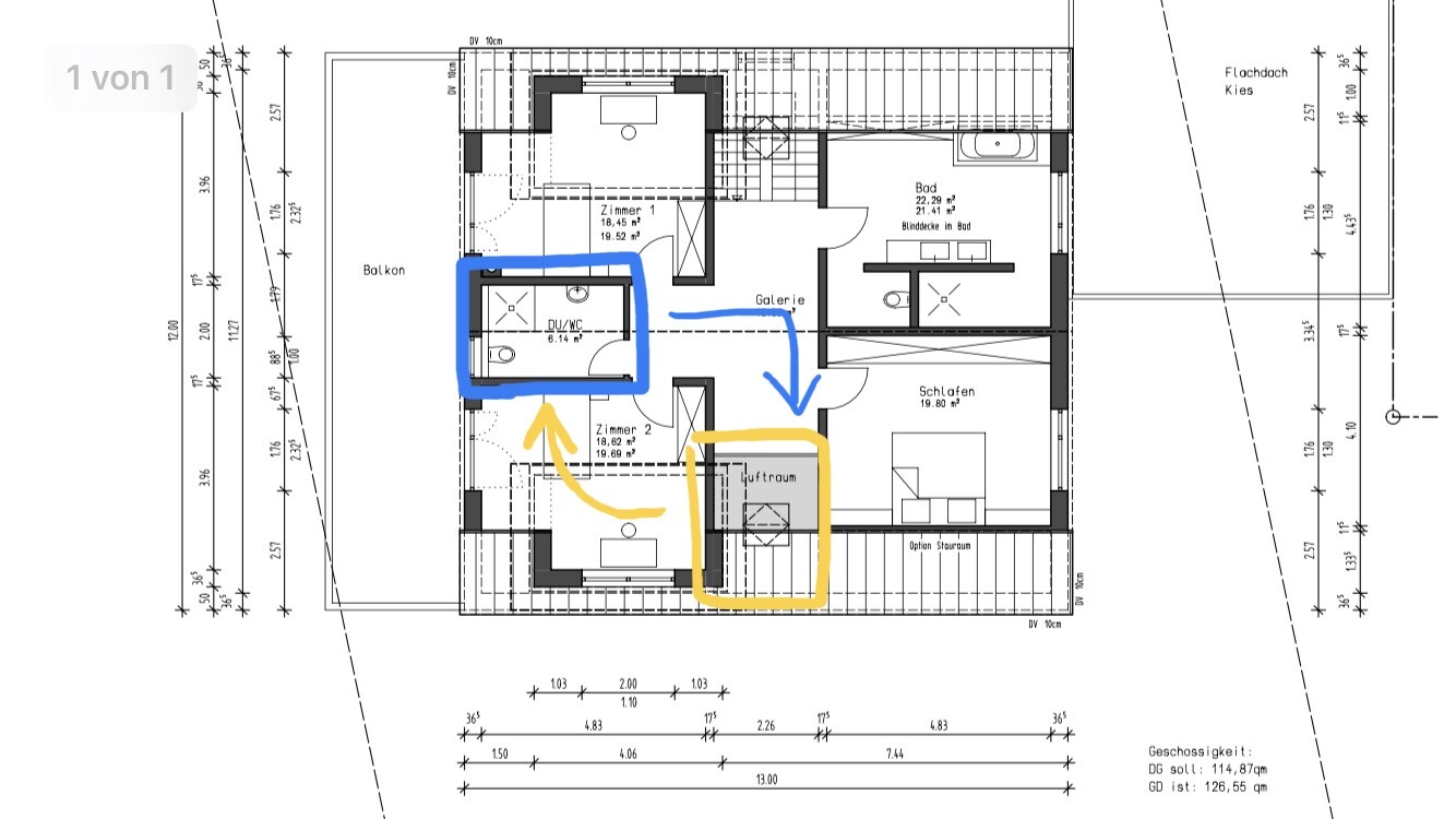 2D floor plan of a house with balcony, corridor, and bathroom