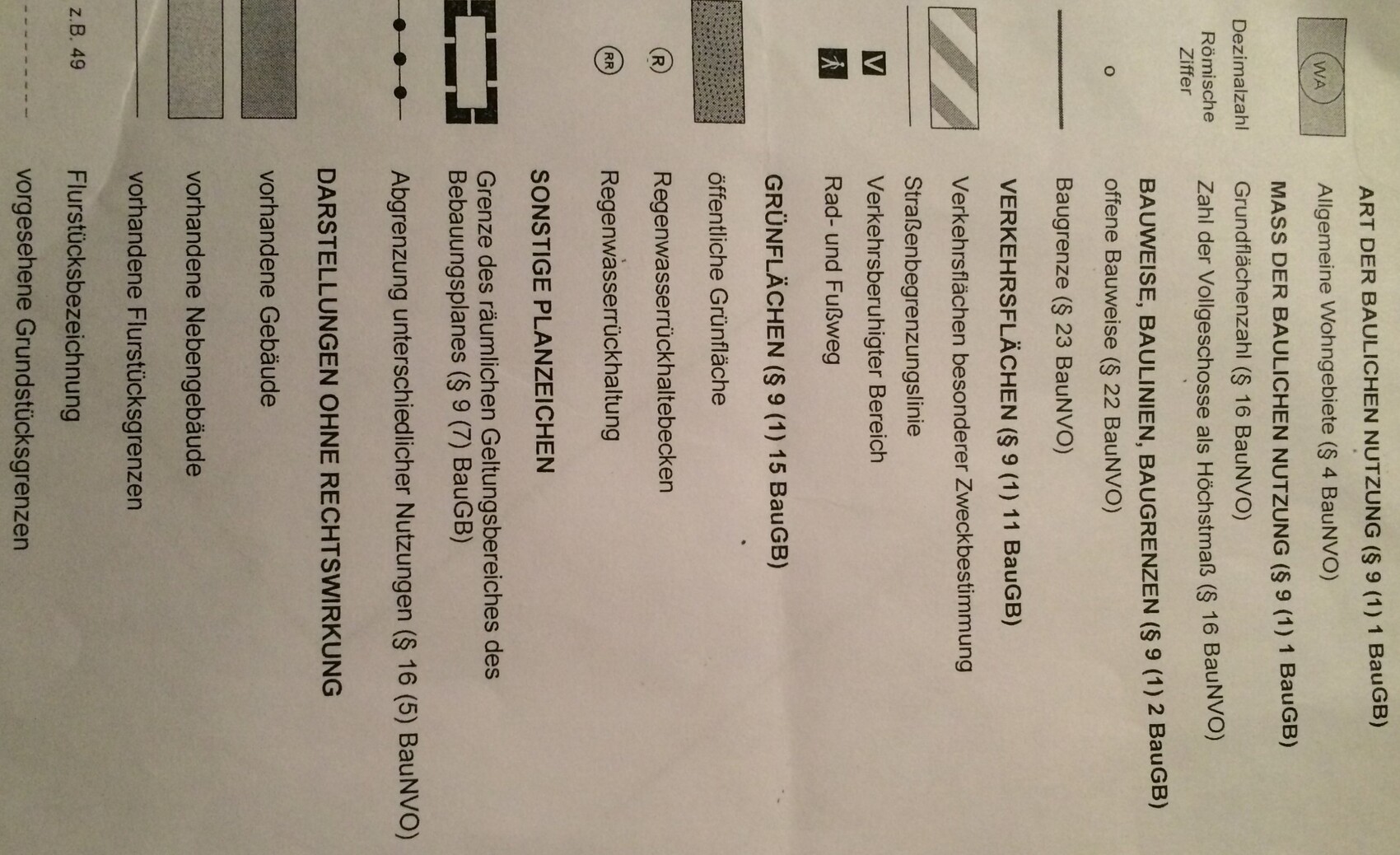 Rotated page with building categories list for floor plan design and house construction.
