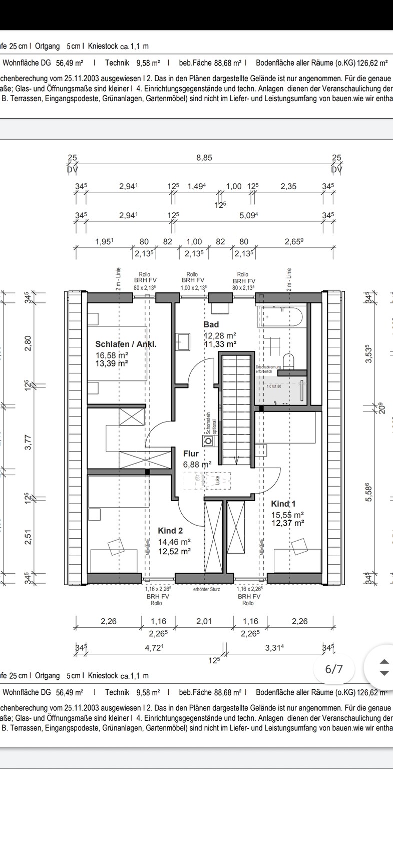 Floor plan of the attic: corridor, bathroom, bedrooms, staircase.