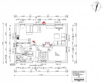 Floor plan of a house with rooms, dimensions and entrance area