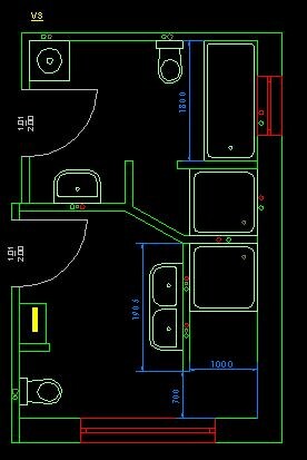 2D bathroom floor plan with sink, toilet, and bathtub