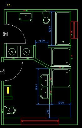 2D bathroom layout with sink, toilet, bathtub, and shower