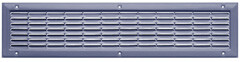 Blue metal vent grille with horizontal slats, part of the home technology.