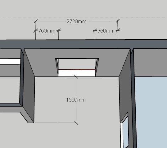 3D interior: Width 2720mm, 760mm distances, central opening 1500mm high