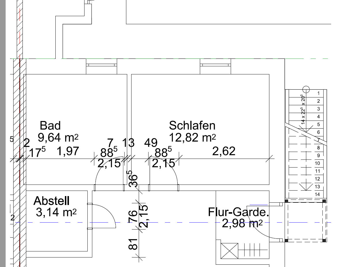 Layout: Bathroom 9.64 m2 (104 sq ft), Bedroom 12.82 m2 (138 sq ft), Storage 3.14 m2 (34 sq ft), Hall-Wardrobe 2.98 m2 (32 sq ft), Staircase on the right.