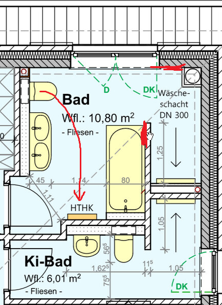 Floor plan with two bathrooms (main bath and kids’ bath) featuring bathtub, sink, toilet.